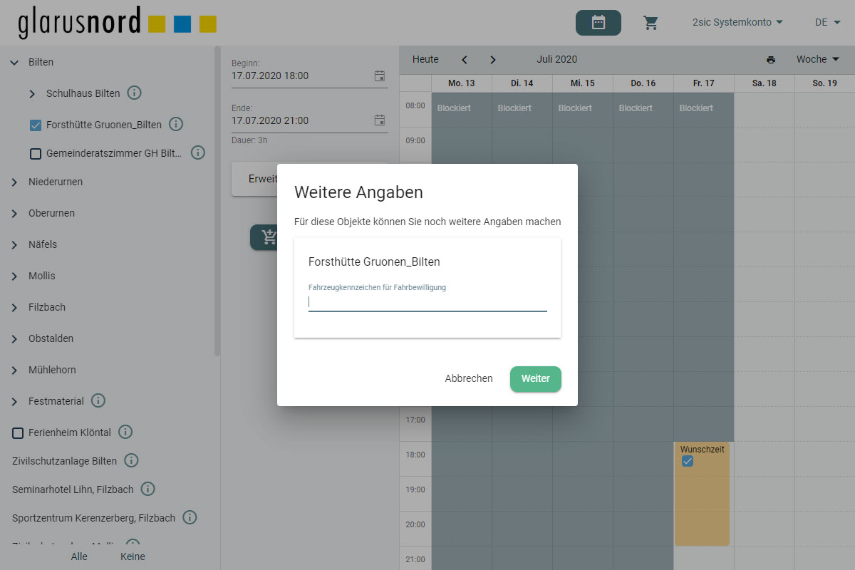 Beispiel eines Zusatzfeldes